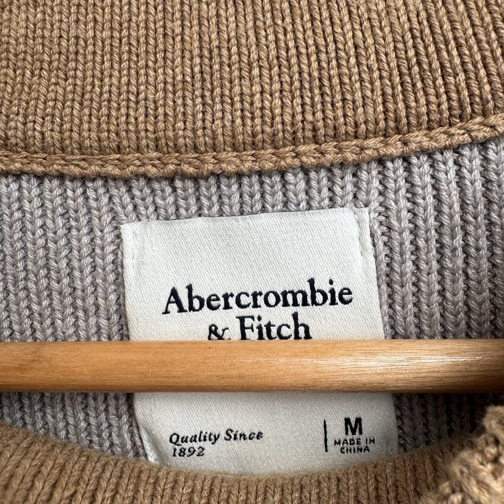Abercrombie & Fitch Women's Knit Y2K Sweater Medium Colorblock Brown Pullover - Picture 3 of 11